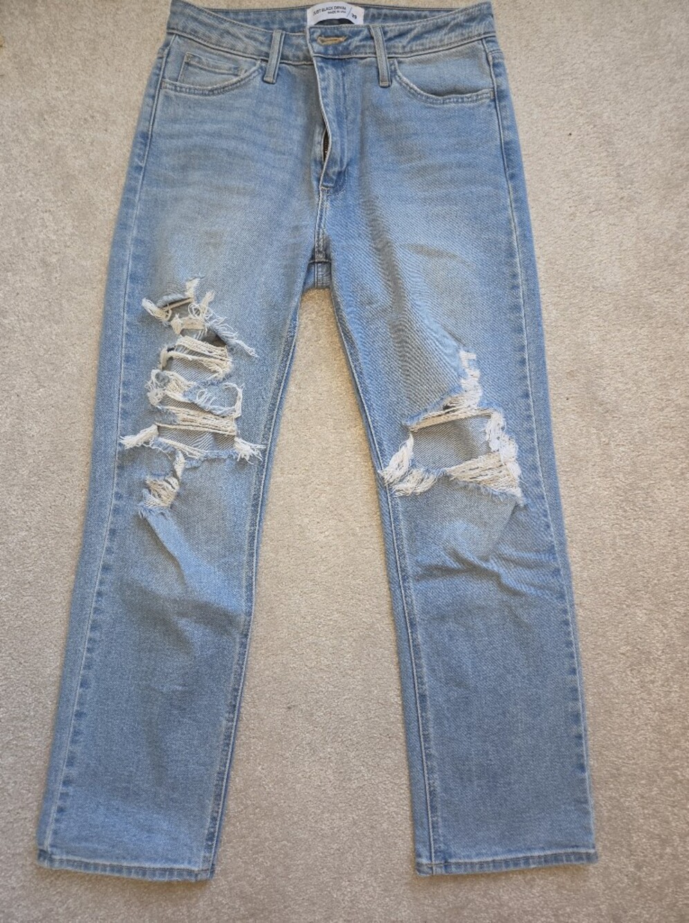 Ripped Skinny Jeans, Light Blue, Size 29, Just Black Label